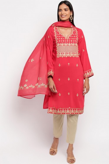 Embroidered Three Piece Set