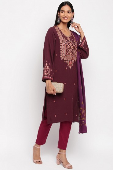 Embroidered Three Piece Set