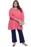 Metallic Print Peplum Pleated Tunic