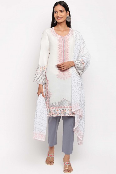 Peach Embroidered Set