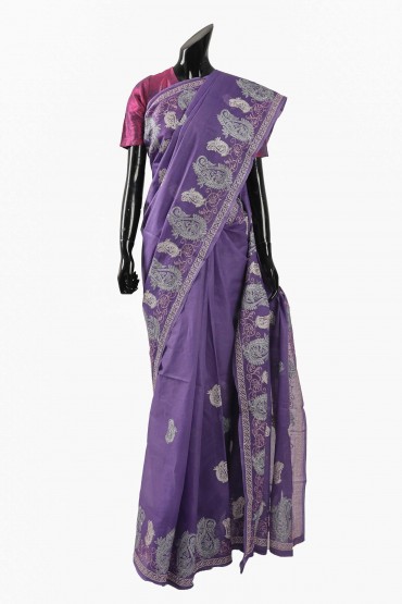 Signature Gold Printed Cotton Sari With Blouse Piece