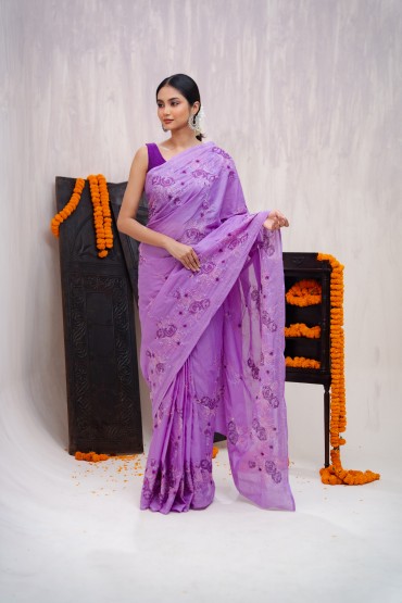Embroidered Cotton Sari