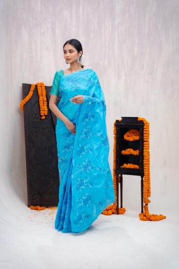 Embroidered Cotton Sari