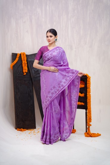 Embroidered Cotton Sari
