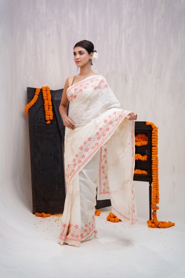 Embroidered Cotton Sari