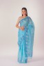 Peony Embroidered Cotton Sari