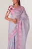 Peony Embroidered Cotton Sari