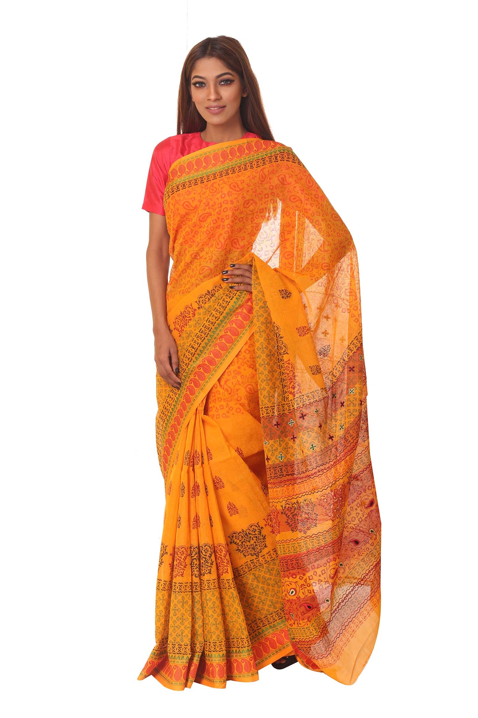 cotton printed sari