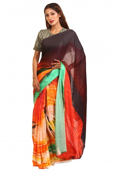 Abstract Print Sari
