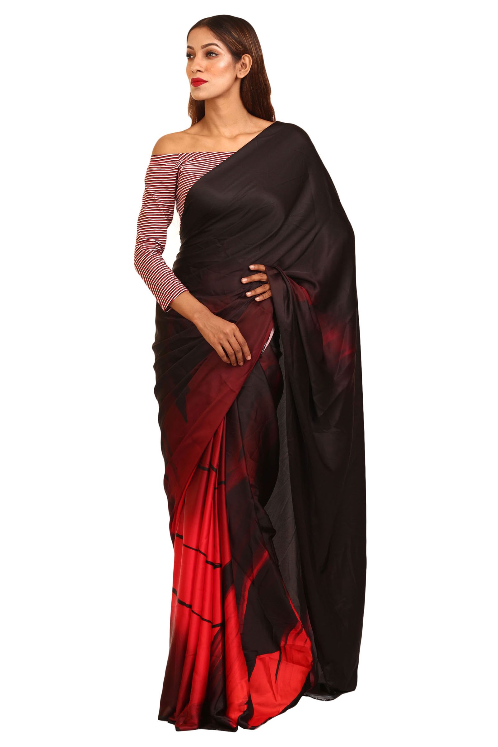 Abstract Print Silk Sari