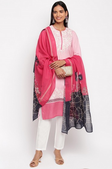 Floral Embroidered Three Piece Set